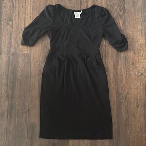 Maggy London Black Sheath Dress V-neck 3/4 Sleeve